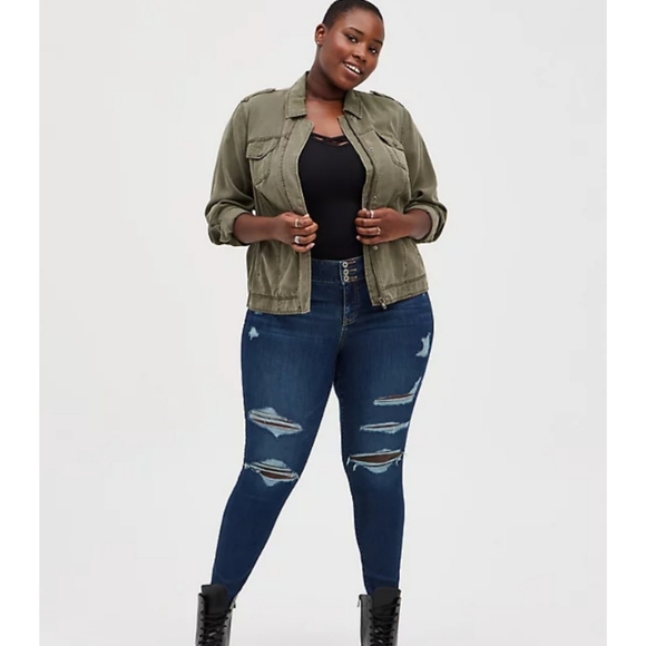 🆕️ Torrid Olive Bomber Jacket Size 1X - Picture 3 of 5